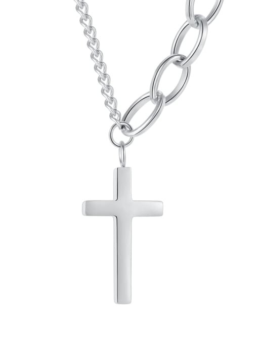1997 [steel necklace] Titanium Steel Cross Hip Hop Regligious Necklace